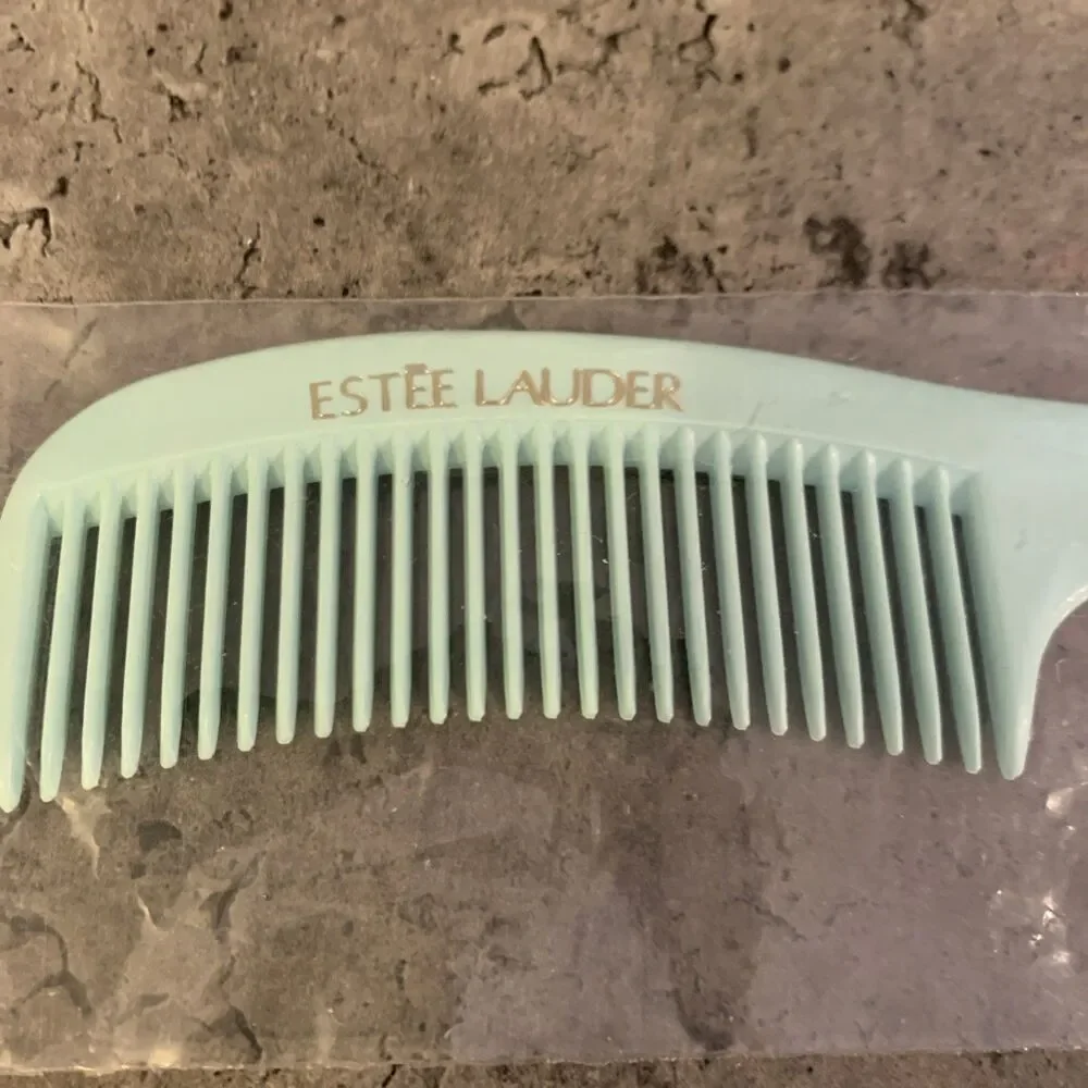 Vintage Estee Lauder Blue Green Hair Comb 6.5” Travel Curved Retro